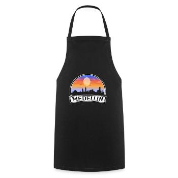 Medellin Kolumbien Skyline Vintage Sonnenuntergang Reisen So - Kochschürze - Schwarz - Vorne - AI Model Male 185 dark (185cm)