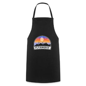 Istanbul Turkey Skyline Vintage Sunset Travel Souv - Cooking Apron - black - Front - AI Model Male 185 dark (185cm)