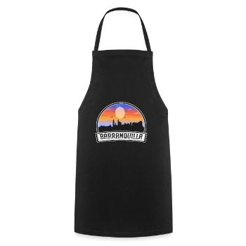 Barranquilla Colombia Skyline Vintage Sunset Trave - Cooking Apron - black - Front - AI Model Male 185 dark (185cm)