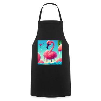 Lustiger Cartoon Flamingo - Kochschürze - Schwarz - Vorne - AI Model Male 185 dark (185cm)