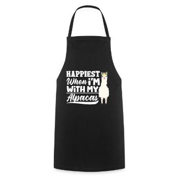 mammifères ll’alpaga le plus heureux quand je suis avec mon - Tablier de cuisine - noir - Devant - AI Model Male 185 dark (185cm)