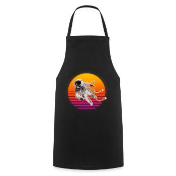 Espace Rétro Soleil Astronaute - Tablier de cuisine - noir - Devant - AI Model Male 185 dark (185cm)