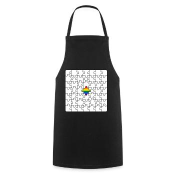 LGBTQ Puzzle Rainbow Flag Puzzle Piece LGBT - Cooking Apron - black - Front - AI Model Male 185 dark (185cm)
