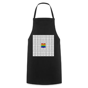 Puzzleteile Regenbogenflagge LGBTQ Awareness - Kochschürze - Schwarz - Vorne - AI Model Male 185 dark (185cm)