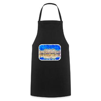 Vienna Austria Watercolor Sketch Illustration - Cooking Apron - black - Front - AI Model Male 185 dark (185cm)