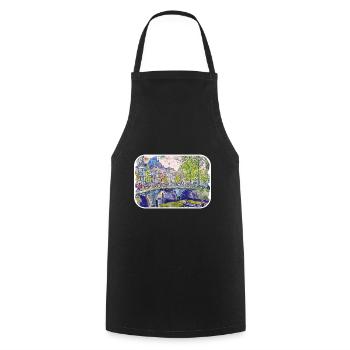 Amsterdam Pays-Bas Aquarelle Dessin - Tablier de cuisine - noir - Devant - AI Model Male 185 dark (185cm)