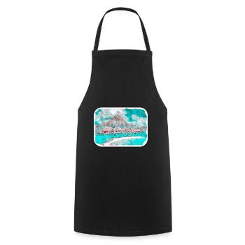 Maldives Watercolor Sketch Hand Drawn Illustration - Cooking Apron - black - Front - AI Model Male 185 dark (185cm)