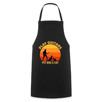 Bass Guitar Player Musician Bassist Cat Dog Animal - Cooking Apron - black - Front - AI Model Male 185 dark (185cm)