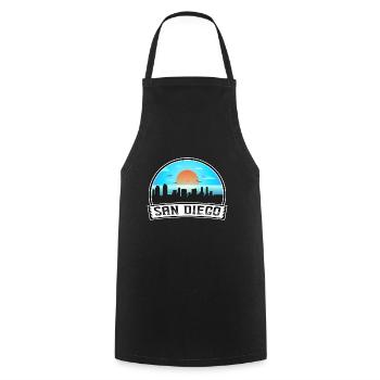San Diego Californie États-Unis Skyline Vintage Sunset Tr - Tablier de cuisine - noir - Devant - AI Model Male 185 dark (185cm)