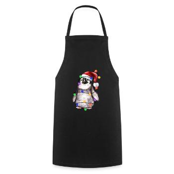 Penguin with Christmas hat and lights - Cooking Apron - black - Front - AI Model Male 185 dark (185cm)