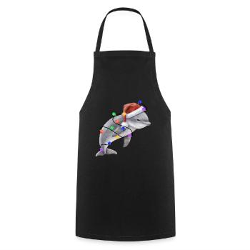 Dauphin avec chapeau de Noël et lumières - Tablier de cuisine - noir - Devant - AI Model Male 185 dark (185cm)
