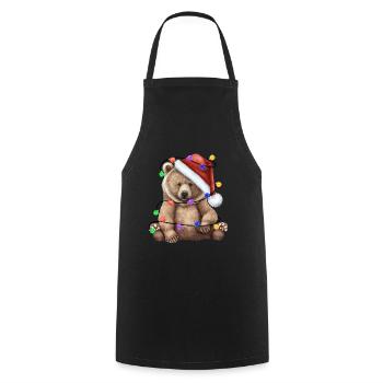 Bear with Christmas hat and lights - Cooking Apron - black - Front - AI Model Male 185 dark (185cm)