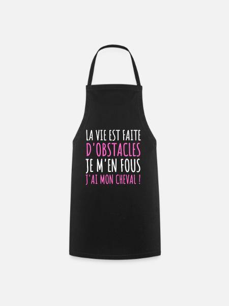 Cheval humour équitation cadeau cavalière drôle - Tablier de cuisine - noir