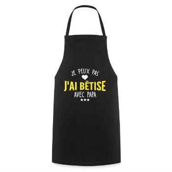 je peux pas j ai bêtise avec papa - Tablier de cuisine - noir - Devant - AI Model Male 185 dark (185cm)