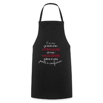 Vétérinaire et pas Magicienne - Tablier de cuisine - noir - Devant - AI Model Male 185 dark (185cm)