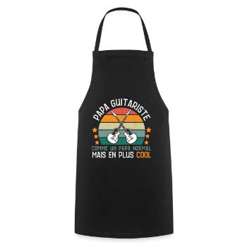 Papa guitariste humour guitare cadeau père - Tablier de cuisine - noir - Devant - AI Model Male 185 dark (185cm)