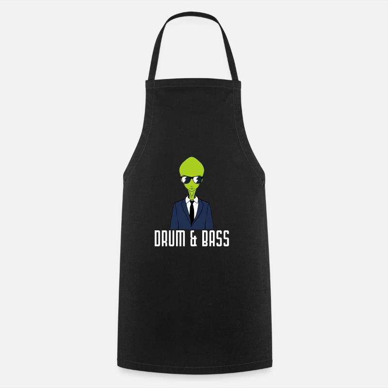 Drumming Shirt For Drummers "Drum & Bass Aliens" - Tablier de cuisine - noir