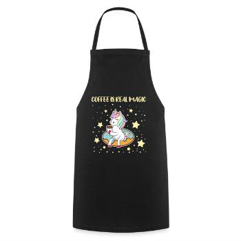Le café de licorne de café impressionnant est une - Tablier de cuisine - noir - Devant - AI Model Male 185 dark (185cm)