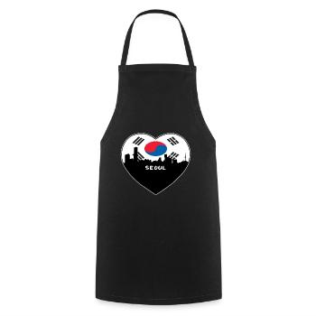 Seoul South Korea Flag Skyline Travel Souvenir - Cooking Apron - black - Front - AI Model Male 185 dark (185cm)