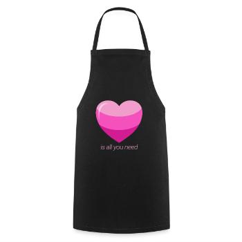 Nous avons juste besoin d’amour - Cadeau Saint-Valentin - Tablier de cuisine - noir - Devant - AI Model Male 185 dark (185cm)