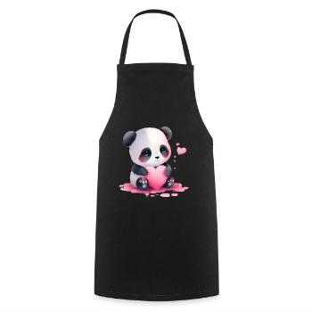 Panda Cadeau Saint-Valentin - Tablier de cuisine - noir - Devant - AI Model Male 185 dark (185cm)