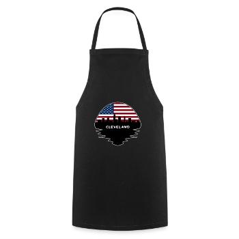 Cleveland Ohio USA Flagge Skyline Silhouette Reisen - Kochschürze - Schwarz - Vorne - AI Model Male 185 dark (185cm)