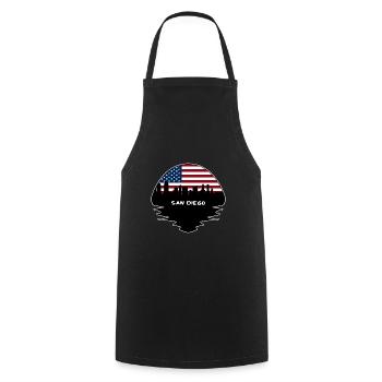 San Diego Californie États-Unis Flag Skyline Silhouette T - Tablier de cuisine - noir - Devant - AI Model Male 185 dark (185cm)