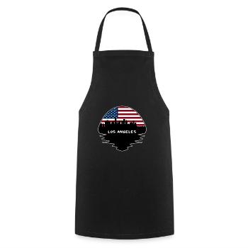 Los Angeles California Usa Flag Skyline Silhouette - Tablier de cuisine - noir - Devant - AI Model Male 185 dark (185cm)
