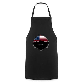 Jackson Mississippi Usa Flag Skyline Silhouette Tr - Cooking Apron - black - Front - AI Model Male 185 dark (185cm)