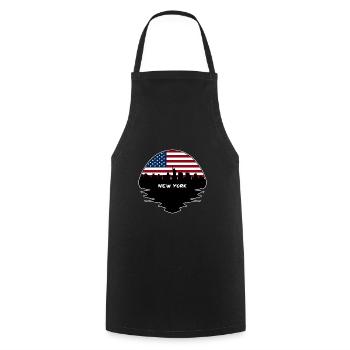 New York New York États-Unis Flag Skyline Silhouette - Tablier de cuisine - noir - Devant - AI Model Male 185 dark (185cm)