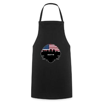 Austin Texas USA Flagge Skyline Silhouette Reisen - Kochschürze - Schwarz - Vorne - AI Model Male 185 dark (185cm)
