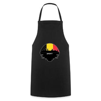 Ghent Belgium Flag Skyline Silhouette Travel - Cooking Apron - black - Front - AI Model Male 185 dark (185cm)