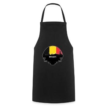 Bruges Belgique Drapeau Skyline Voyage Silhouette - Tablier de cuisine - noir - Devant - AI Model Male 185 dark (185cm)