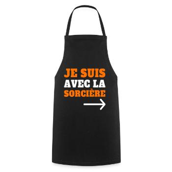 Halloween humour je suis avec la sorcière cadeau - Tablier de cuisine - noir - Devant - AI Model Male 185 dark (185cm)