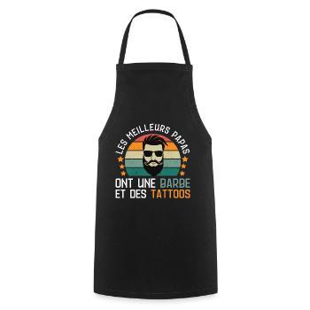 Les meilleurs papas ont une barbe et des tattoos - Tablier de cuisine - noir - Devant - AI Model Male 185 dark (185cm)