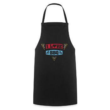 I LOVE BBQ BARBECUE - Cooking Apron - black - Front - AI Model Male 185 dark (185cm)