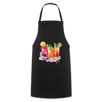 Cocktail Summer Beach Bar Club Party Drink - Cooking Apron - black - Front - AI Model Male 185 dark (185cm)