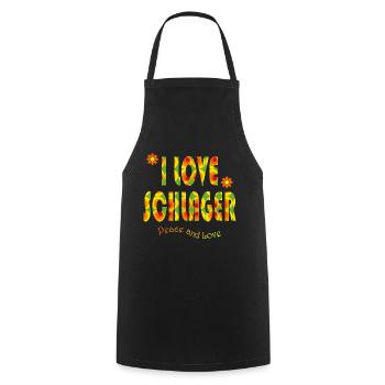 I LOVE SCHLAGER - Kochschürze - Schwarz - Vorne - AI Model Male 185 dark (185cm)