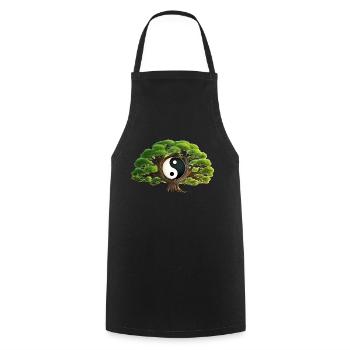 Arbre zen Yin et Yang - Tablier de cuisine - noir - Devant - AI Model Male 185 dark (185cm)