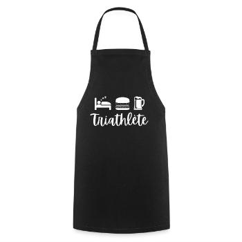 Humour triathlète hamburger bière dormir - Tablier de cuisine - noir - Devant - AI Model Male 185 dark (185cm)