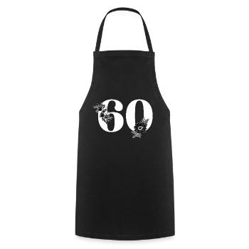 Black Floral Number 60 - 60th Floral Birthday - Cooking Apron - black - Front - AI Model Male 185 dark (185cm)