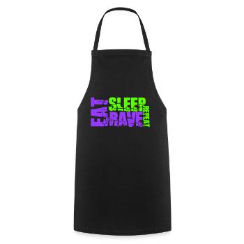 Manger dormir rave répéter nourriture sommeil corbeau disant - Tablier de cuisine - noir - Devant - AI Model Male 185 dark (185cm)