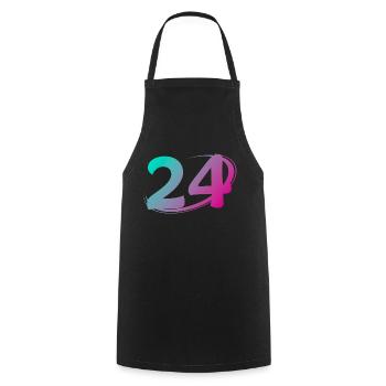 Number 24 multicolor - Cooking Apron - black - Front - AI Model Male 185 dark (185cm)