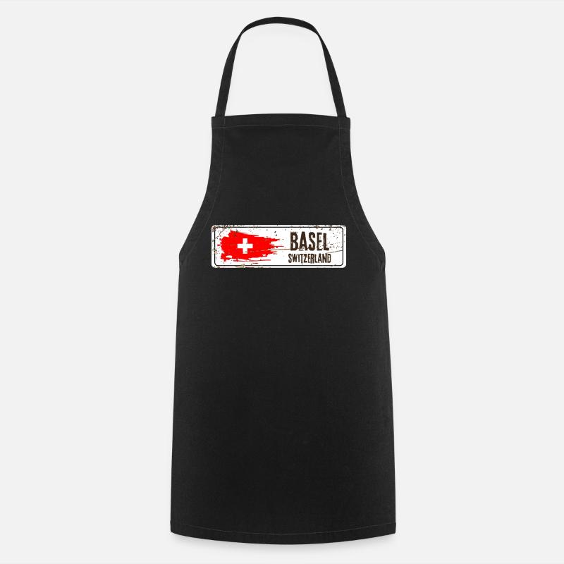 Basel Switzerland Flag - Cooking Apron - black