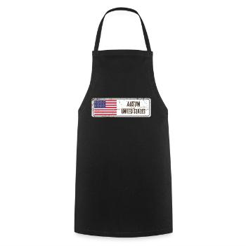 Austin Flagge der Vereinigten Staaten - Kochschürze - Schwarz - Vorne - AI Model Male 185 dark (185cm)