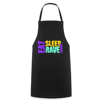 Manger dormir Rave répéter Logo Musique de fête Répéter - Tablier de cuisine - noir - Devant - AI Model Male 185 dark (185cm)