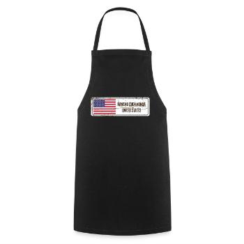 Drapeau du Rancho Cucamonga - Tablier de cuisine - noir - Devant - AI Model Male 185 dark (185cm)