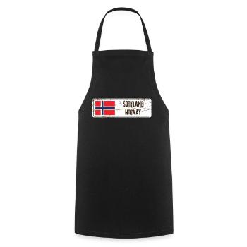 Sortland Norway - Cooking Apron - black - Front - AI Model Male 185 dark (185cm)