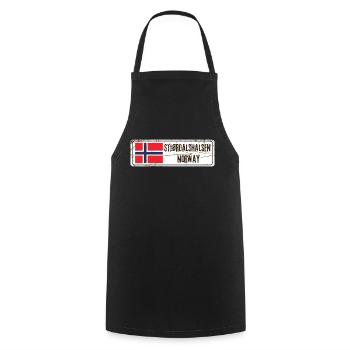 Stjordalshalsen Norway - Cooking Apron - black - Front - AI Model Male 185 dark (185cm)