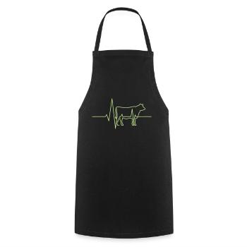 t Cow Farmer Heartbeat - Cooking Apron - black - Front - AI Model Male 185 dark (185cm)